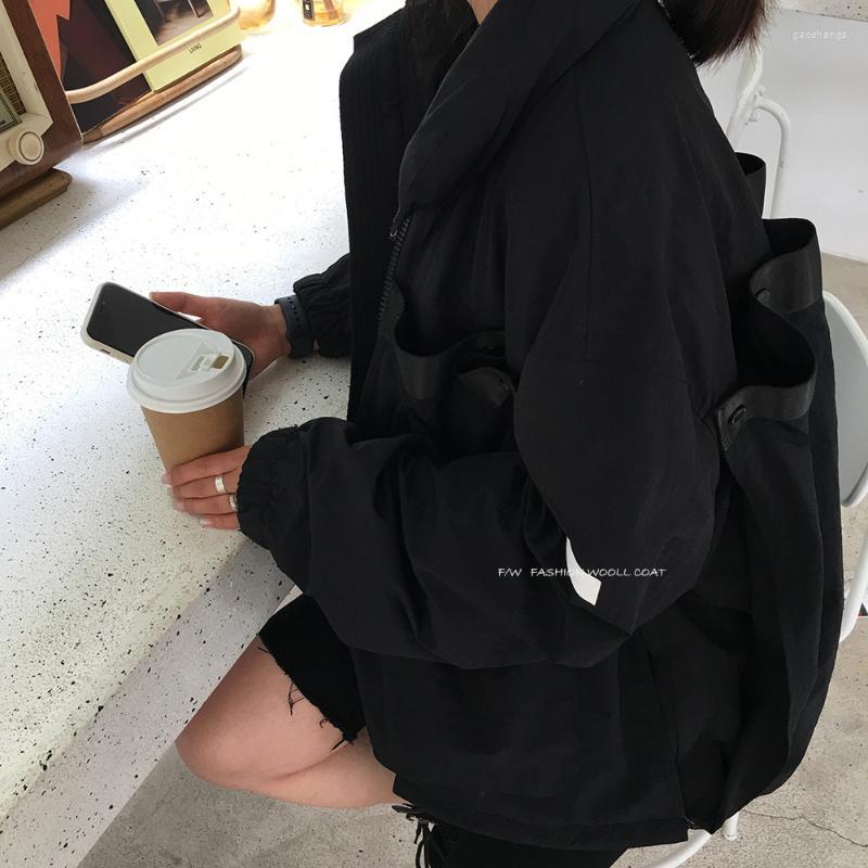 

Women's Trench Coats Two Wear Can Be Long Or Short Women's, Black