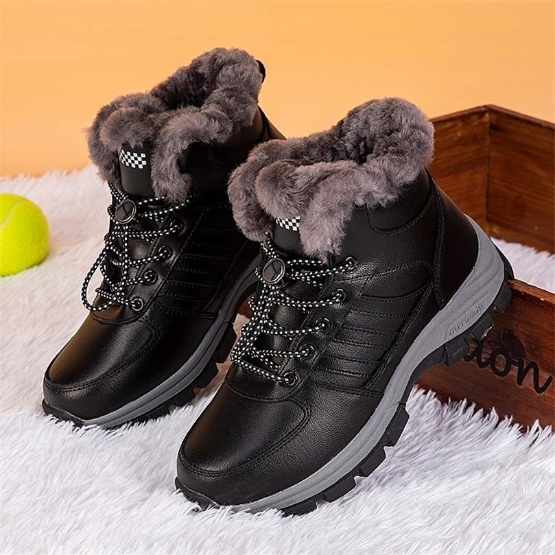 

Boots Susugrace Winter High Shoes for Men Plush Warm Lining Nonslip Cotton Shoes Unisex Aldult Outdoor Hardwearing Men Snow Boots 220930, Black female