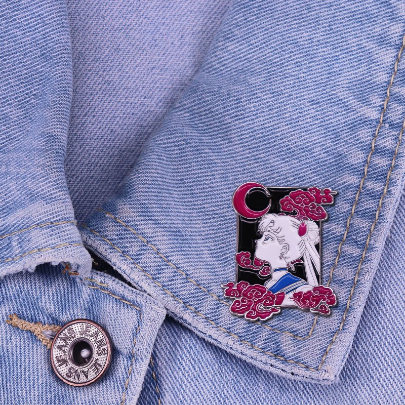 

Moon and Hare Sailor Moon Pin Anime Magic Girl Badge Fun Enamel Brooch Clothing Accessories Fashion Jewelry Gifts For Friends, As picture