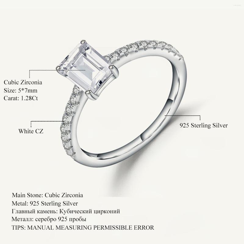 

Cluster Rings GEM'S BALLET 925 Sterling Silver White Cubic Zirconia 1.28Ct Radiant Cut Zircon Wedding Bands Engagement Ring For Woman