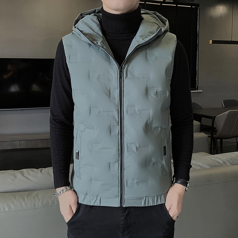 

Men's Down Parkas Gentleman Autumn Winter Duck Down Trend Waistcoat Sleeveless Vest Jacket Thickened Men'S Coat Korean Version 220930, Gray