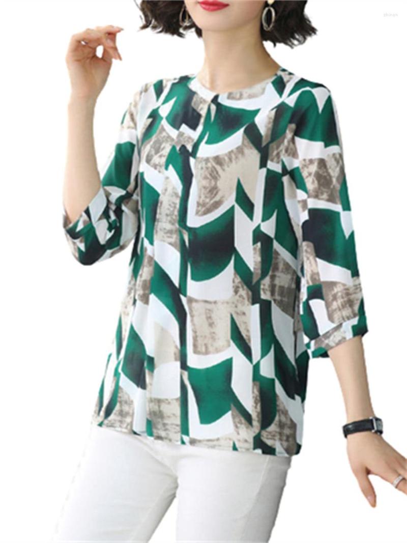 

Women's Blouses Women Spring Autumn Shirts Lady Fashion Casual Half Sleeve O-Neck Collar Cotton T-shirt Blusas Tops WY0498, Green