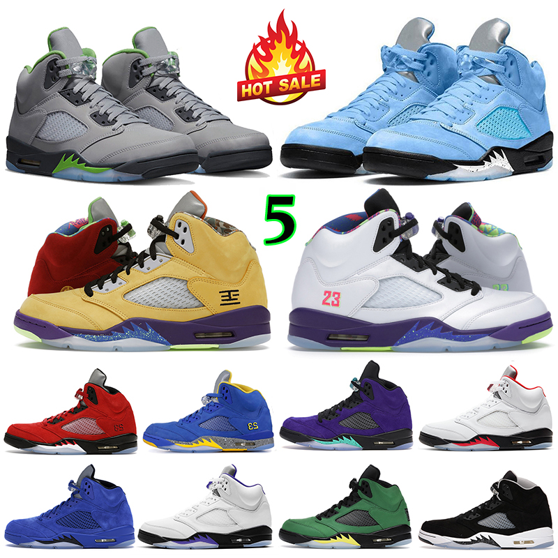 

Jumpman 5 Men Basketball Shoes 5s UNC Concord Fire Red Green Bean Alternate Bel White Cement Black Metallic Suede Racer Blue Mens Outdoors, Oreo