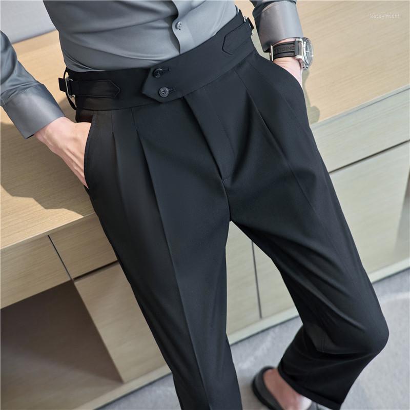 

Men's Suits Retro High Waist Suit Pants Men Autumn Business Dress Office Social Casual Trousers Streetwear Costume Homme Clothing, Black