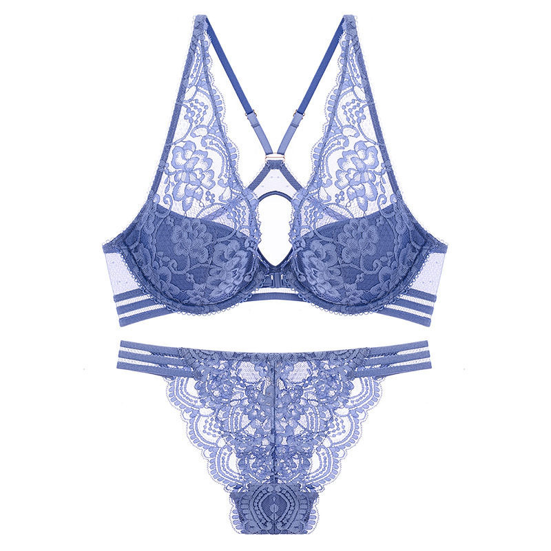 

Bras Sets Sexy Front Closure Backless Floral Lace Thong Set Underwear Women Lingerie Deep V Plunge ssiere 221006, Orange