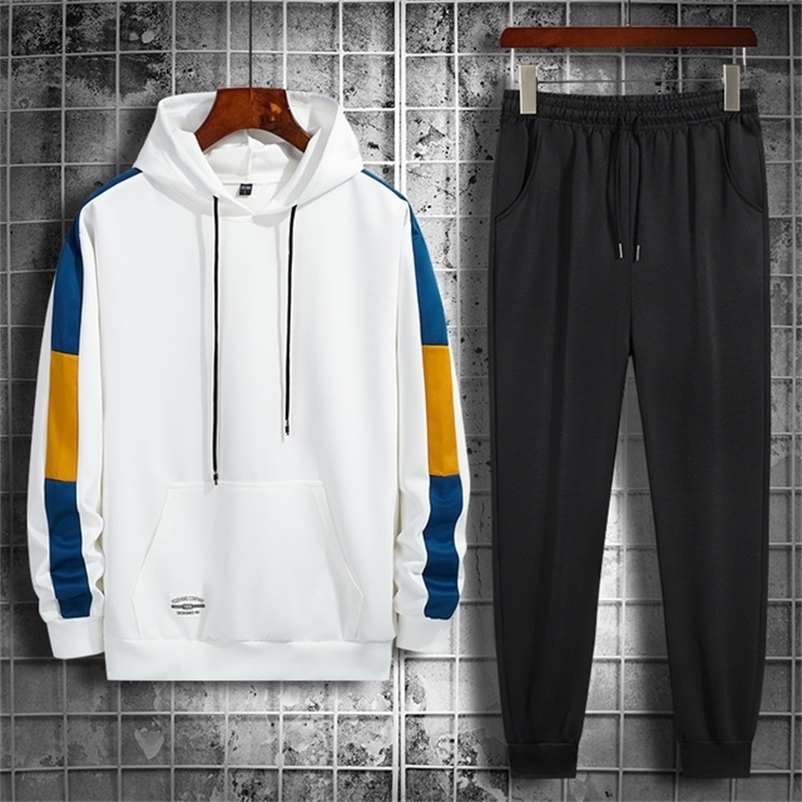 

Men's Tracksuits Men Tracksuit Jogging Suit Side Splice Hoodies Set Male Fleece HoodiesPants Workout Two Piece Sets Gym Sportswear Suit Clothing 220930, Cc245 blue