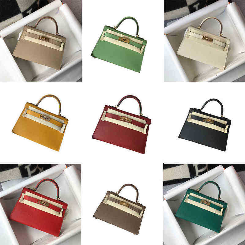 

Designer Handbags Tote Fashion Mini Bag 19cm 22cm Real Genuine Leather Handbag Portable Cowhide Second Generation Kellies Single Shoulder, Red