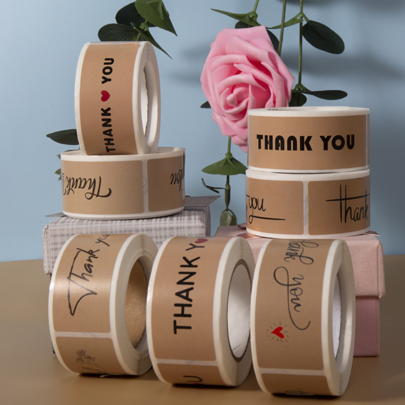 

Thank You Stickers Business Gift Rectangle Seal Labels Diary Stationery Stickers for Wedding Party Decor Handmade Decoration Sticker 120PCS / Roll 1" x 3", Multi colors