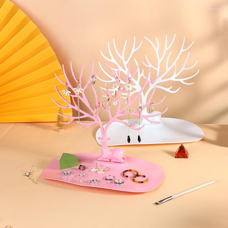 

Jewelry Pouches 1pcs Little Deer Earrings Necklace Ring Pendant Bracelet Display Stand Tray Tree Storage Racks Organizer Holder