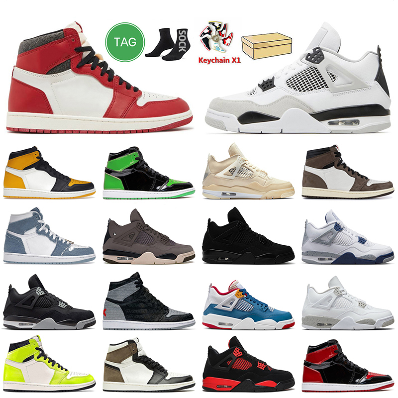 

Women Mens Basketball Shoes Jumpman 1 4 High OG Lost Found Military 4s Denim 1s Midnight Navy Taxi Patent Bred Red Thunder Oreo A Ma Maniere, B22 newstalgia chenille 36-47