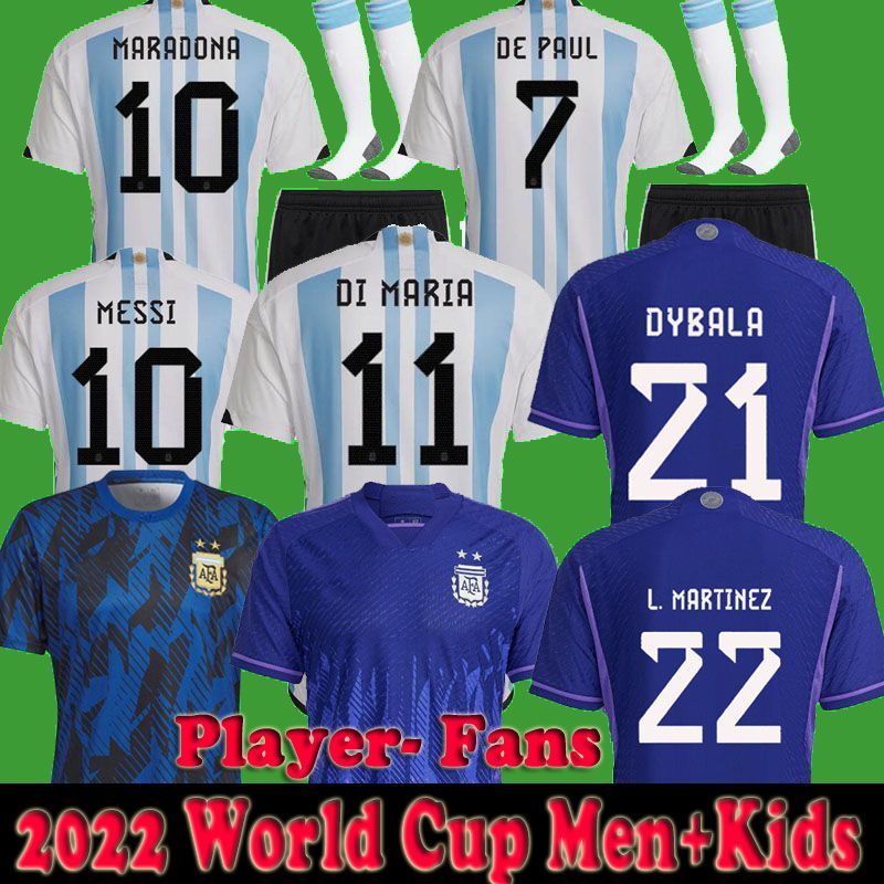 

Player Fans Argentina Soccer Jersey Special black 22 23 Cope America Home 1986 Football Shirts 2021 2022 DYBALA LO CELSO 2023 MARADONA Men Kids kit uniforms MARTINEZ, 22 23 away fans 2 patch