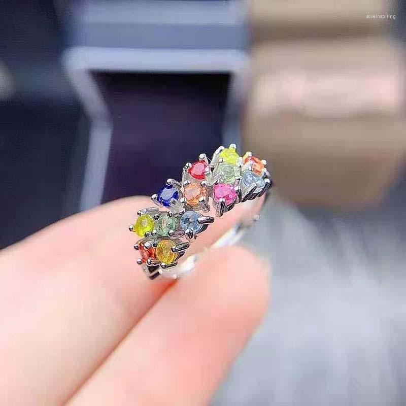 

Cluster Rings Natural Gem S925 Sterling Silver Sapphire/Tanzanite Fine Ring Fashion Wedding Charming Jewelry For Women MeibaPJ FS