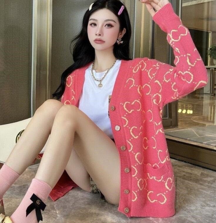

New Women's Sweaters Women Spring Autumn Loose Casual Woman knitted Sweaters Cardigan Womens designer sweater, Pink