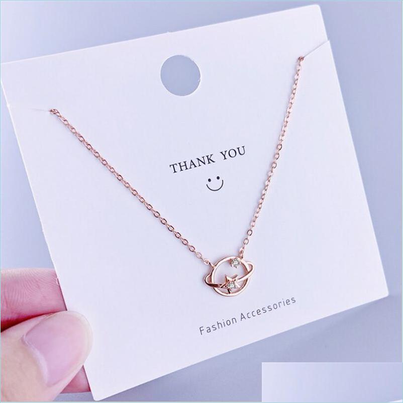 

Pendant Necklaces 925 Sterling Sier Star Planet Pendant Necklace Rose Gold Clavicle Chain For Women Girls Choker Necklaces P Vipjewel Dh2Ar