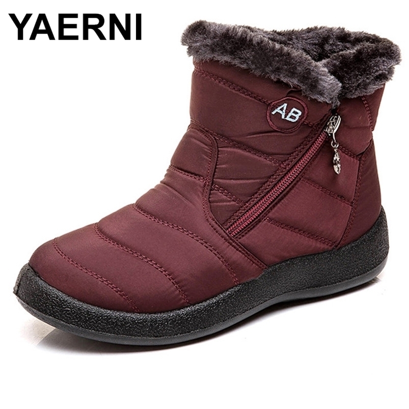 

Boots YAERNIWomen Waterproof Snow For Winter Shoes Women Casual Lightweight Ankle Botas Mujer Warm 221006, Red 01