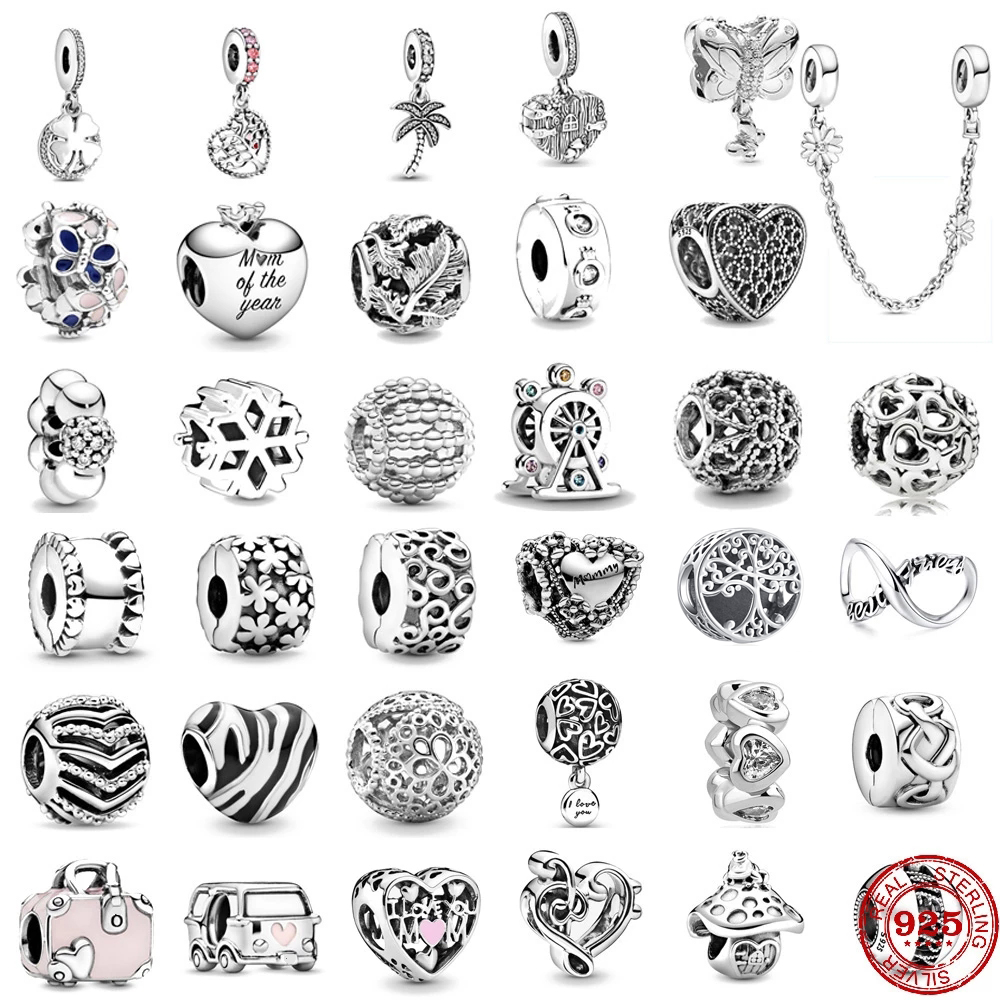 

925 Sterling Silver Dangle Charm Women Beads High Quality Jewelry Gift Wholesale Flower Mum Mom of my Heart Bead Fit Pandora Charms Bracelet DIY