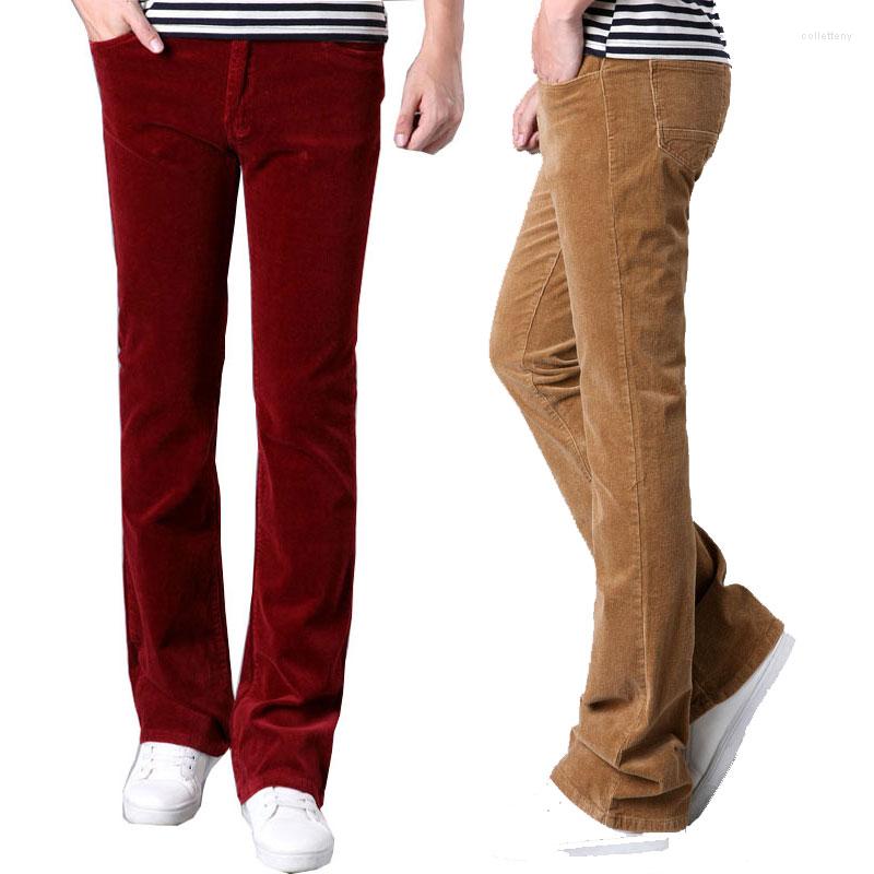 

Men's Pants Men's Casual Micro Flare Corduroy Korean Slim Classic Designer Size 27-36, Black