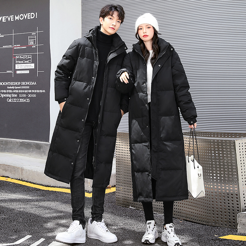 

Women's Down Parkas Black Couple Long Down Jacket Women Winter Thick Warm Puffer Jacket Korean Loose Straight Bubble Coats Female 220930