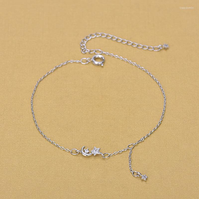 

Anklets Solid Silver 925 Fashion Chain Moon Star Anklet For Foot Barefoot Leg Jewelry Gifts