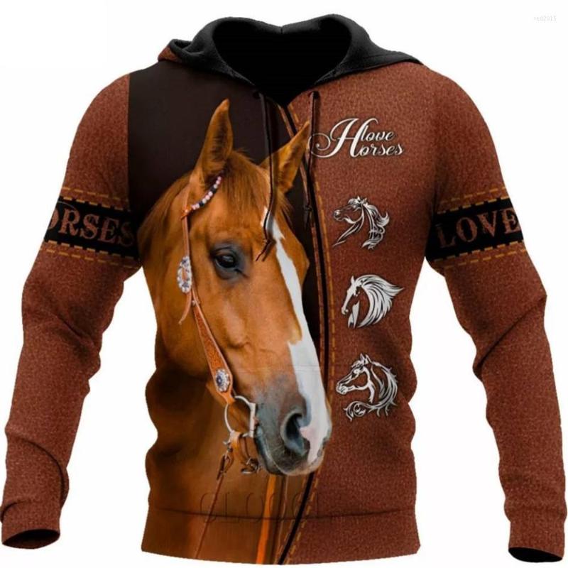 

Men's Hoodies Spring And Autumn Fashion 3D Printing Cute Animal Horse Men's/Women's Hoodie Street Personality Wild Loose Top, 2d090605