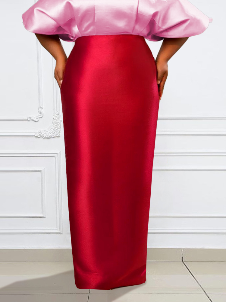 

Plus size Dresses Plus Size 4XL Red Long Skirts Women High Waist Elegant Shiny Striaght Floor Length Skirt Party Event Faldas Mujer Moda 221006