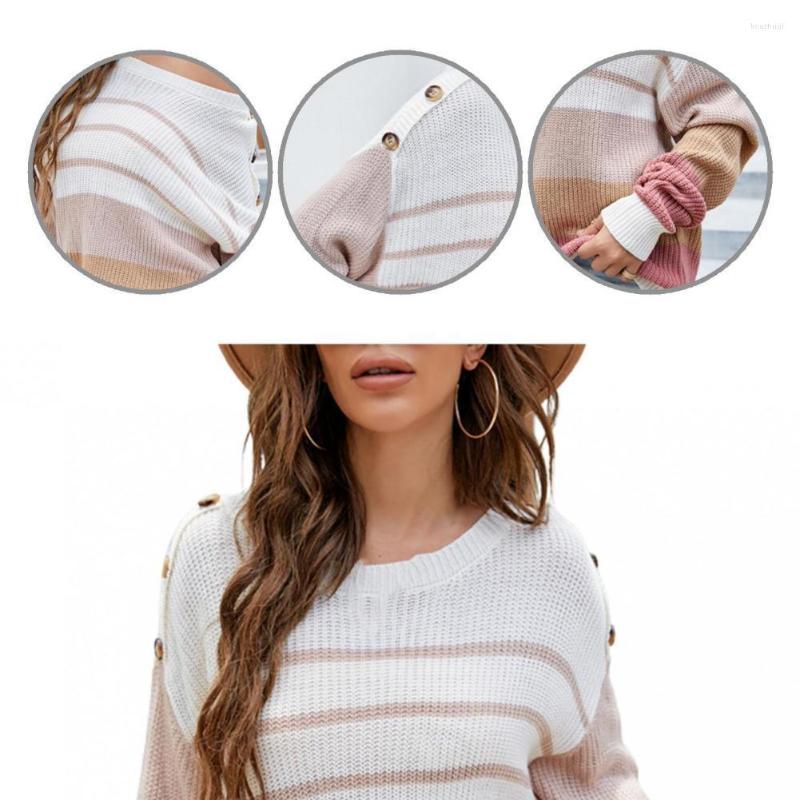 

Women' Sweaters All Match Women Gradient Stripes Knitted Top Pullover For Daily Wear, Pink