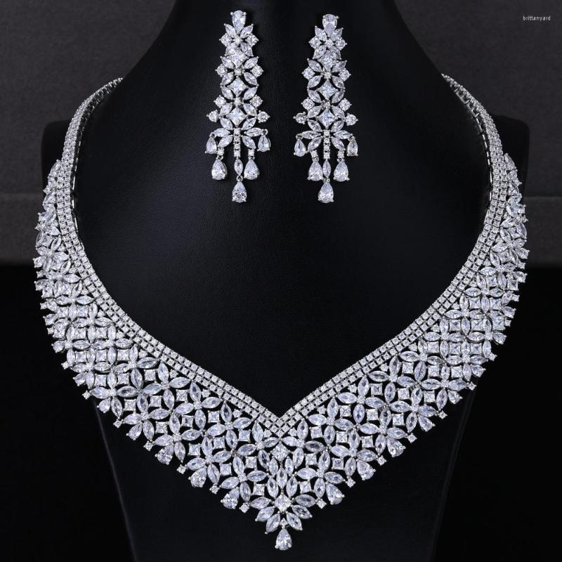 

Necklace Earrings Set GODKI Trendy Luxury 2PCS Flower Cluster Statement Jewelry For Women Wedding Full Cubic Zircon Dubai Bridal 2022, Picture shown