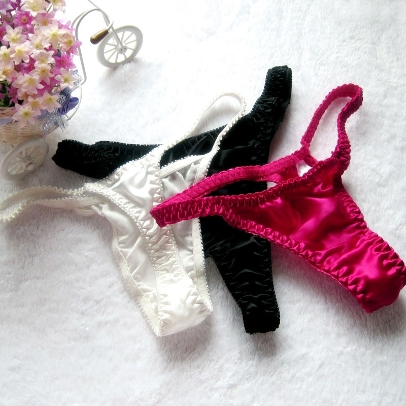 

Sexy Pyjamas 3pcs lot Women  sexy silk panties G string 100 thong t 220930, Khaki