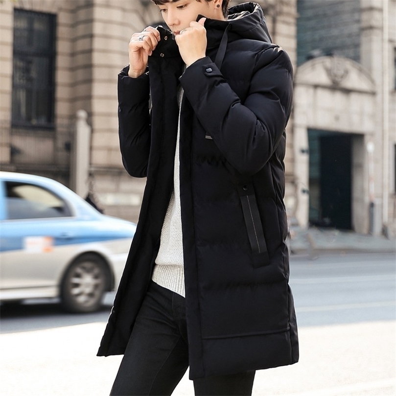 

Mens Down Parkas Arrival Long Parkas Jackets Korean Style Classocal Solid Thick Warm Winter with Hooded Wondproof Casual Slim Zipper Coat 2201006, Grey