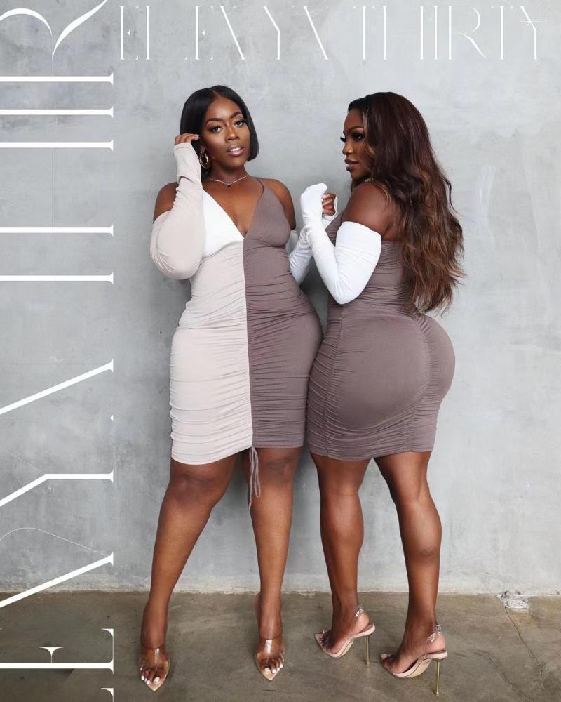 

Casual Dresses Style Sexy Off-the-shoulder Patchwork High Waist Backless Bandage Dress For Women, Coffee