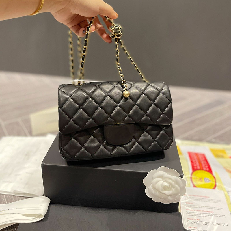 

Trendy Walnut Ball Women Classic Flap Crossbody Bag Adjustable Shoulder Strap Sheepskin Chain Leather Quilted Mini Luxury Designer Wallet Handbag Birkin Purse, Black