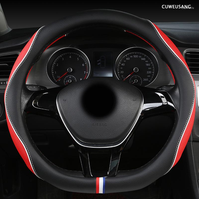 

Steering Wheel Covers CUWEUSANG Leather Car Cover For I20 I30 I40 Tucson Solaris Ix35 Creta Santa Fe Kona Elantra