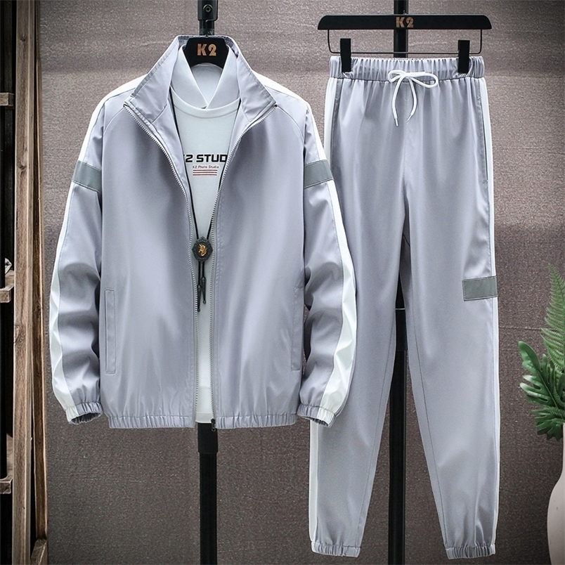 

Men's Tracksuits sportswear twopiece men's spring and autumn jacket pants casual sports hiphop couple 220930, Zya19-3grey