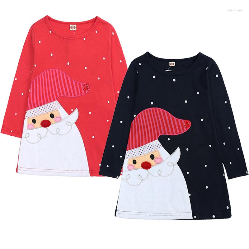 

Girl Dresses Cute Santa Toddler Dress Christmas Party Princess Baby Vestidos Cotton Long Sleeve Girls 1-5 Year Children's Clothing, As the picture