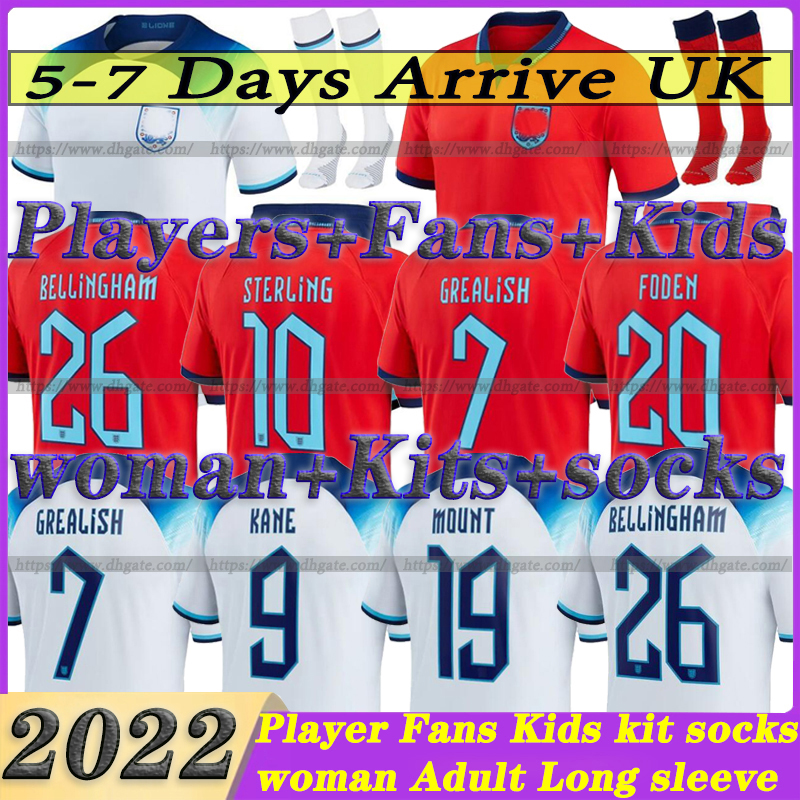 

22 23 Angleterre FODEN ENG soccer jerseys England 2022 KANE STERLING GREALISH RASHFORD MOUNT BELLINGHAM SANCHO UK national Football shirt men kids kit woman uniform, Woman home