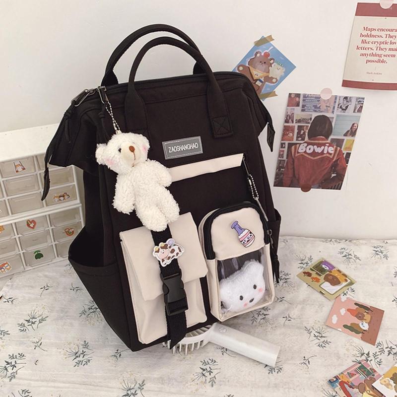 

Backpack Large Women School Bags For Teenage Girls Usb Fashion Patchwork Nylon Multifunction Bagpack Youth Backbag Big Black G3
