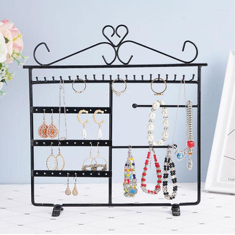 

Jewelry Pouches European-style Wrought Iron Display Stand 30-hole Window Type Earrings Necklace Hanger