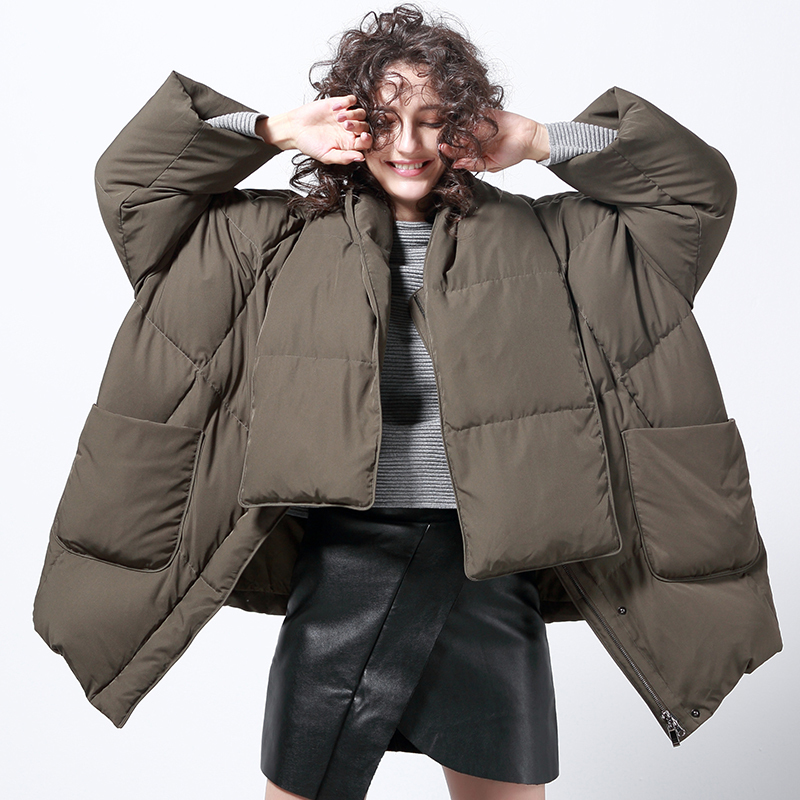 Parkas en duvet de canard blanc 90 pour femme, écharpe d'hiver, Style plus épais, manches chauve-souris, manteau chaud surdimensionné de grande qualité