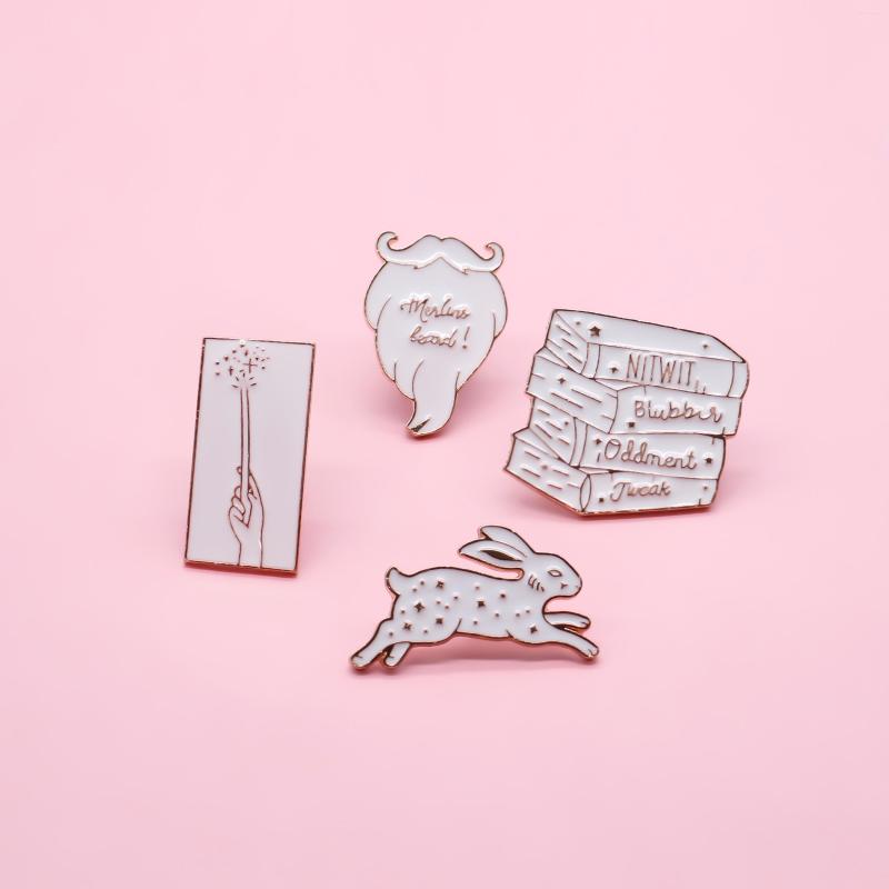 

Brooches Cartoon Brooch Legend Wizard Merlin's Beard Magic Wand Book Don't Wear A Badge Enamel