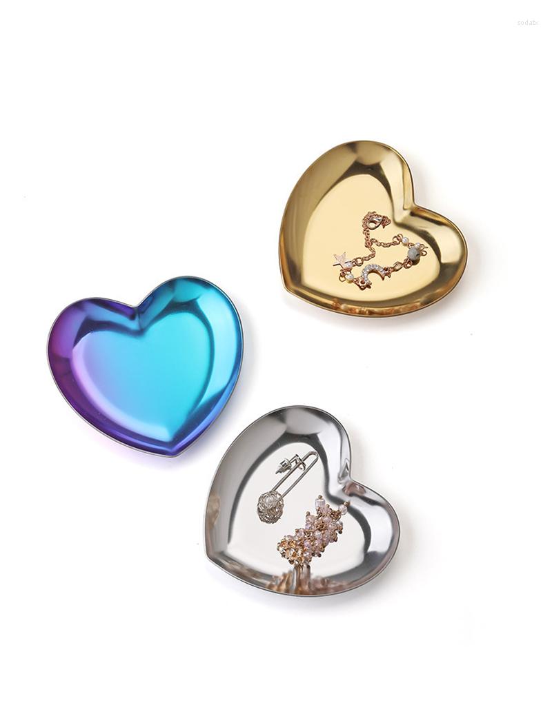 

Jewelry Pouches Heart Shaped Gold Women Organizer Nordic Stainless Steel Ring Earrings Necklace Storage Display Trinket Tray Accessories
