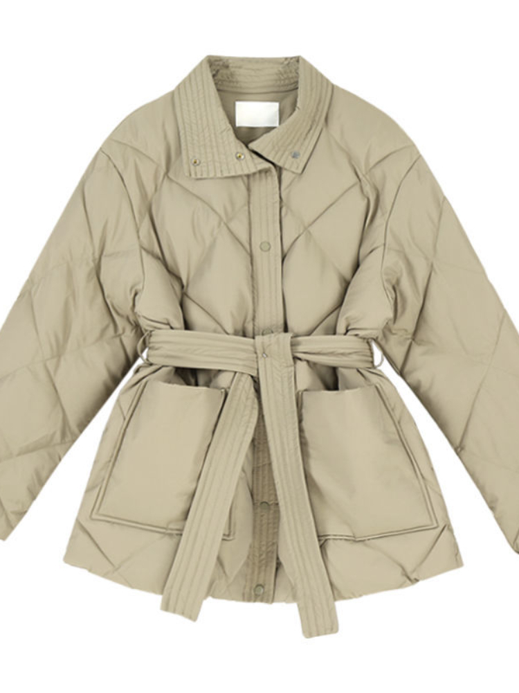 

Women's Down Parkas Women White Duck Down Jacket Winter Warm Lapel Singlebreasted Slim Bandage Shirt Down Coat Female Solid Casual Parkas Mujer 220930, Khaki
