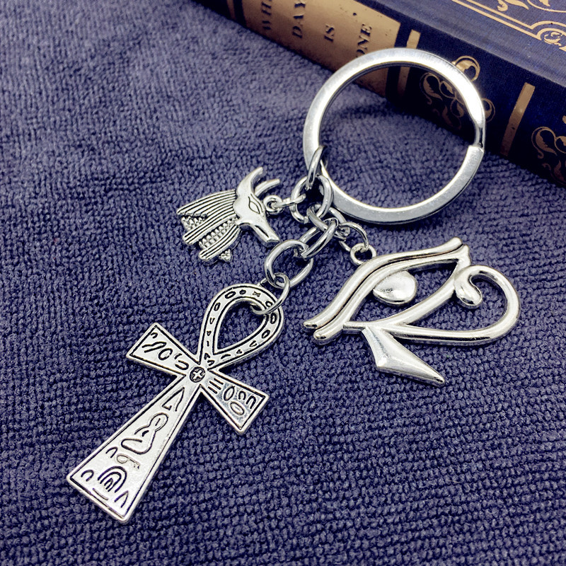

Fashion Egyptian Eye Key Ring Ancient Egyptian Symbols Totem Anubis Keychain Pendant