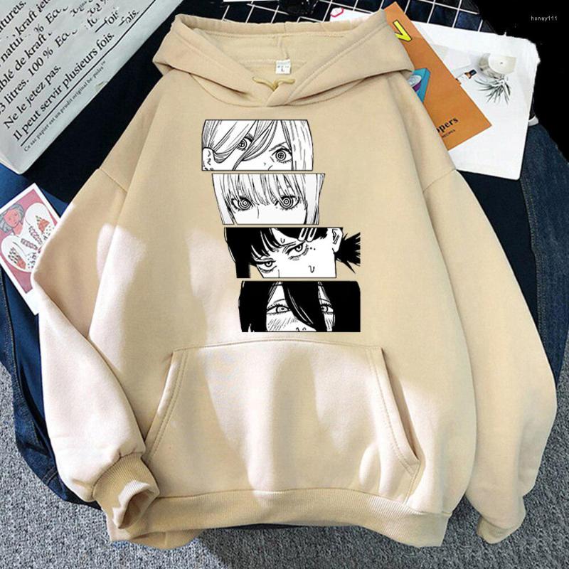 

Men's Hoodies Chainsaw Man Eyes Print Hoodie Men's Anime Sweatshirts Woman's Spring Autumn Loose Casual Fleece Manga Men Pullover, Beige