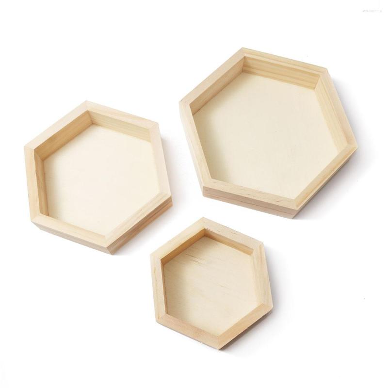 

Jewelry Pouches Natural Wood Display Plate Hexagon Earrings Necklace Bracelet Storage Box Carrying Case Po Prop Organizer 1PC