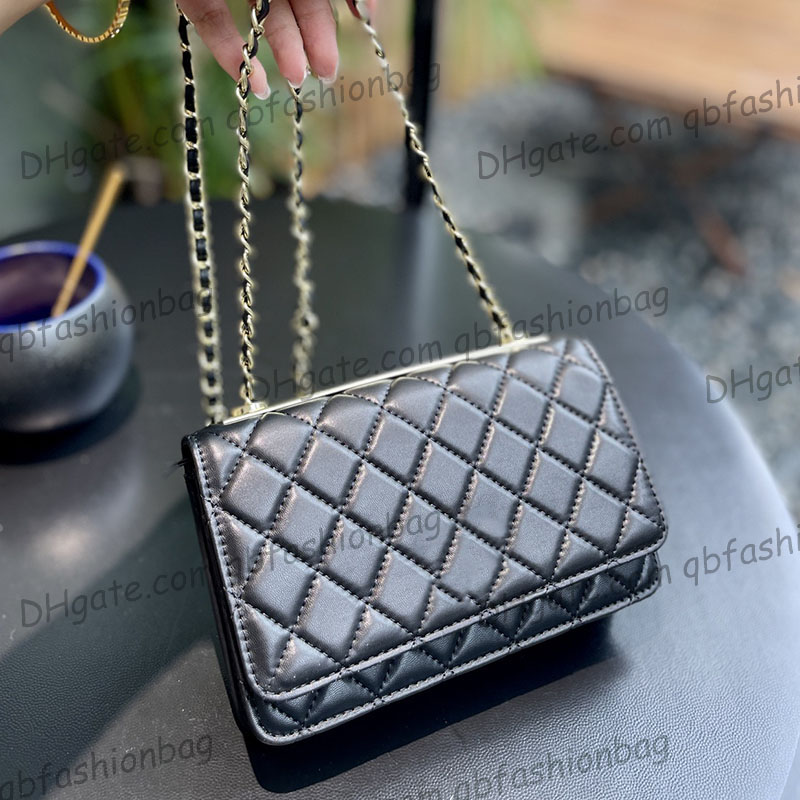 

Womens Trendy Classic C Wallet Bags With Gold Metal Hardware Matelasse Chain Crossbody Shoulder Card Hodlder Purse Multi Pochette Clutch Designer Handbags 19CM, Box