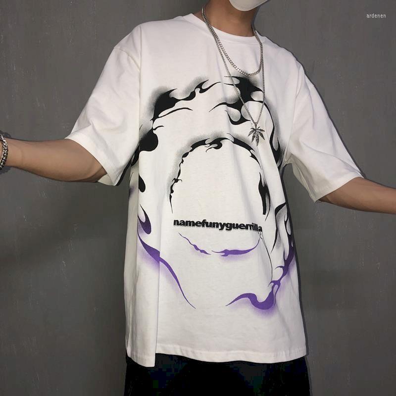 

Men' T Shirts Punk Anime Graphic Harajuku Tshirt Oversized Shirt Men Clothing T-shirts Couple Clothes Korean Streetwear Summer Tees, Butterflywhite