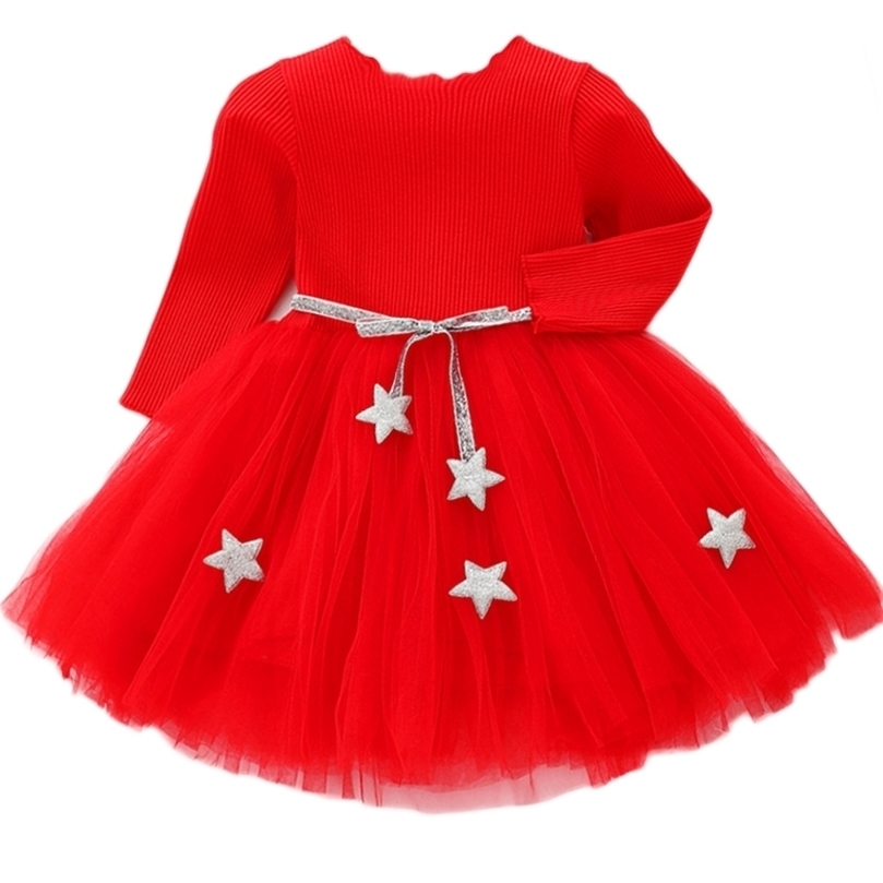 

Girls Dresses Baby Girls Spring Autumn Sweater Star Dress Infant Girls Christmas Children Clothing Toddler Kids Dresses Clothes for 1 6Years 2201006, D2043red