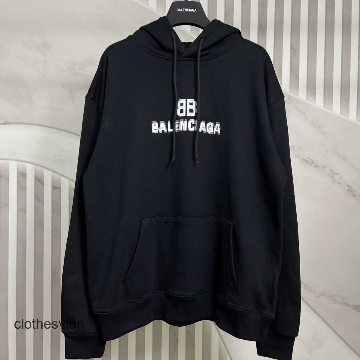 

Fashion Mens Hoodies Balencaigasss Sweaters Brand Little Men Paris Double b Buckle Women Alphabet Print Loose Style, White