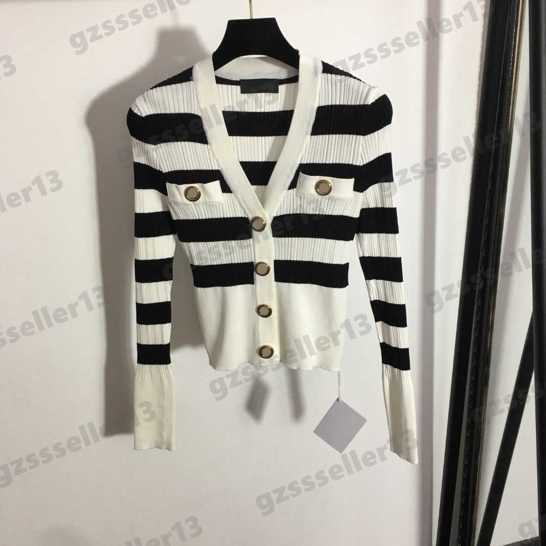 

Designer Cardigan Womens Sweater Letter Logo Single-breasted Women Sweaters Striped V-neck Long-sleeved Knitted Cardigans Tops 3 Colors 0912, 15