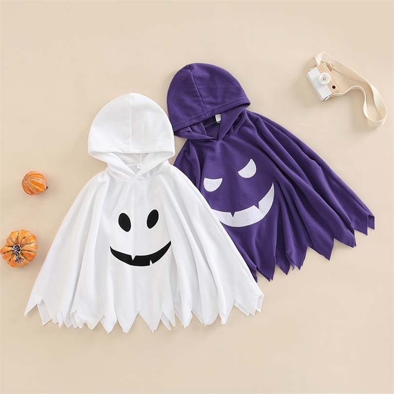 

Waistcoat Babys Clothes Halloween Cloak Hooded Ghost Face Pattern Costumes Cosplay RolePlay Child Holiday Outfit Childrens Clothing 2201006, White